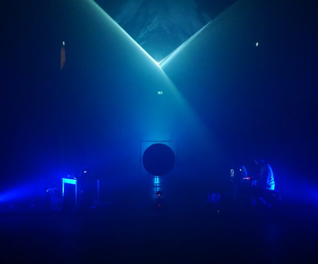 deep blue light in fog